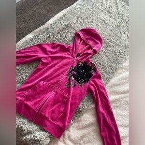 Pink Hoodie with Black Cross Design